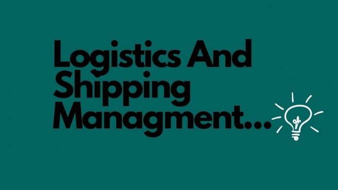 Text words in black logistics and shipping management