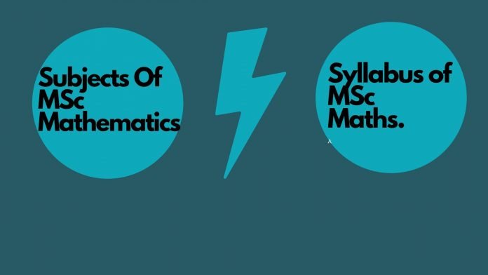 Two circle with text of subjects of MSc mathematics & Syllabus.