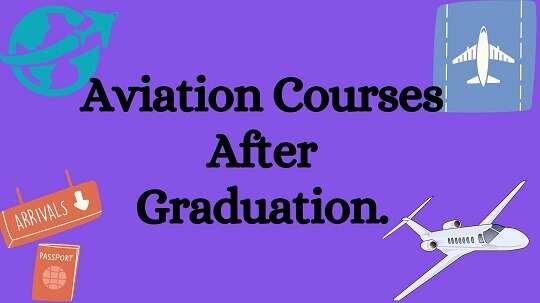 dark purple color of baground with black text words Aviation Courses After Graduation.