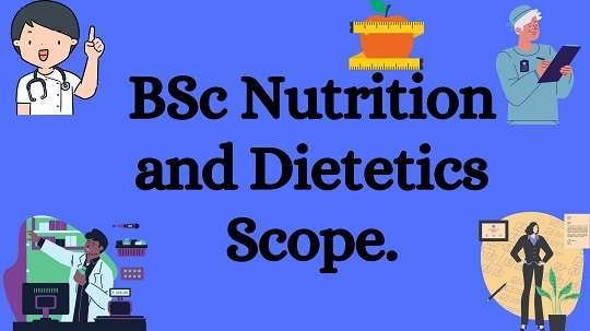 Blue background along with black text words BSc Nutrition and Dietetics Scope.